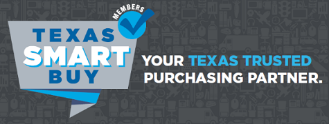 Texas SmartBuy Membership logo with gray background and tagline Your Texas Trusted Purchasing Partner